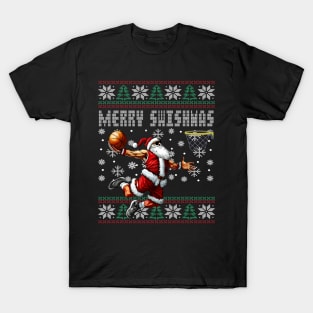 Merry Swishmas Ugly Christmas Basketball Christmas T-Shirt